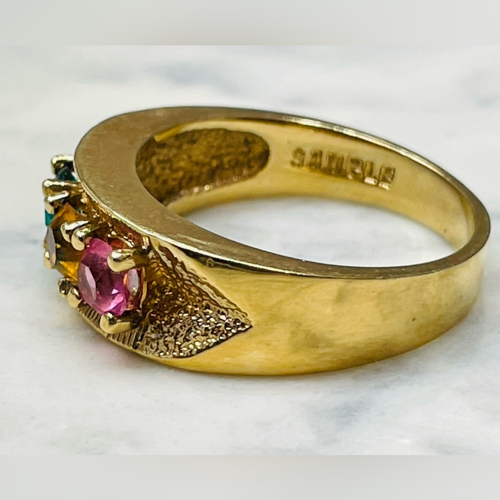 Vintage Gold Plated Birthstone mothers Band Ring Sz 6.25 Vintage Statement Y2K - Picture 4 of 12